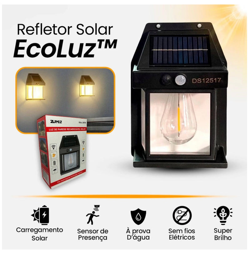 Ecoluz | Refletor Solar Retro com detector de movimento